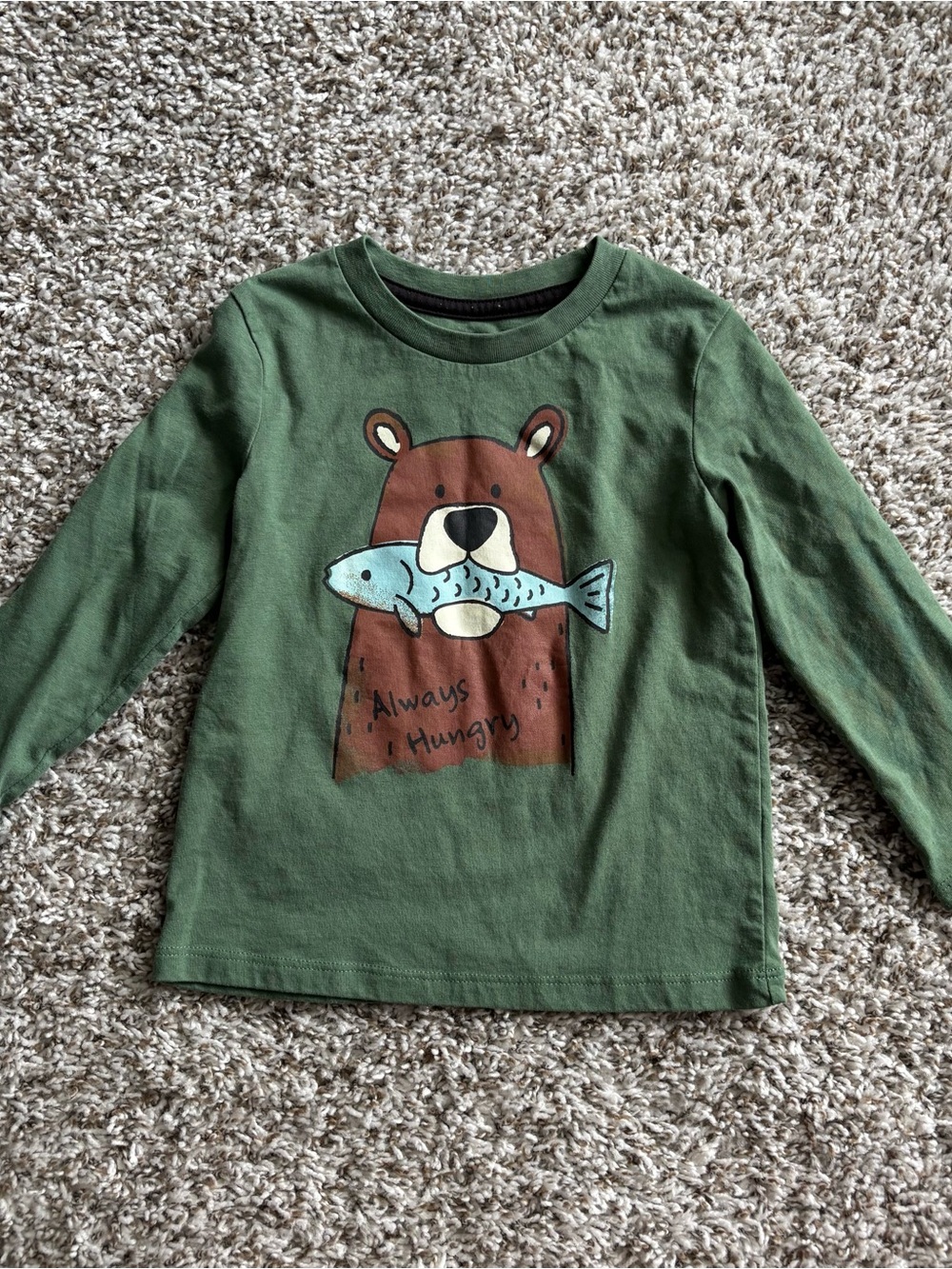 Green Bear Graphic Long-Sleeve Tee for Kids
